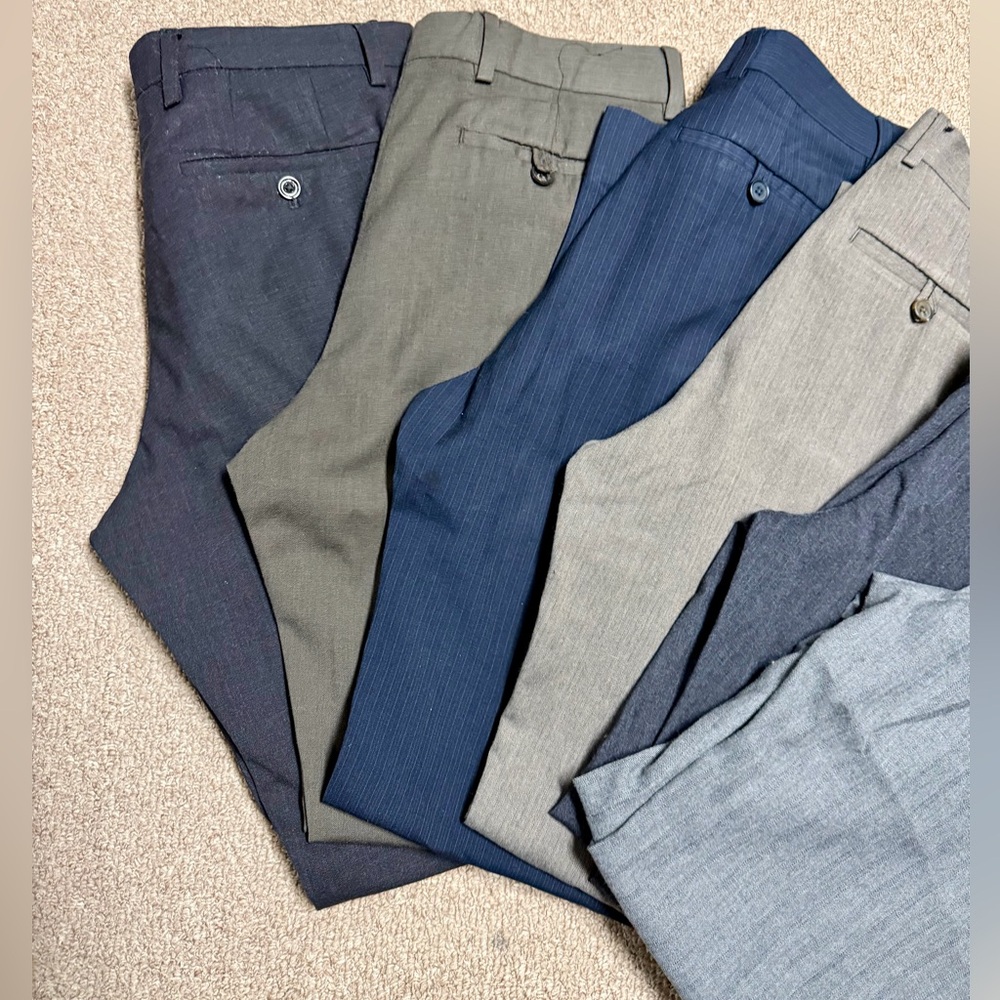 Bundle of 6 pairs of Banana Republic Men's Dress Pants - Blue, Gray, and Tan - Picture 2 of 13